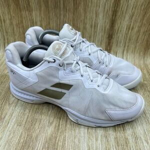 Babolat SFX3 All Court Wimbledon Men's Size 9 White Gold Tennis Shoes Sneakers